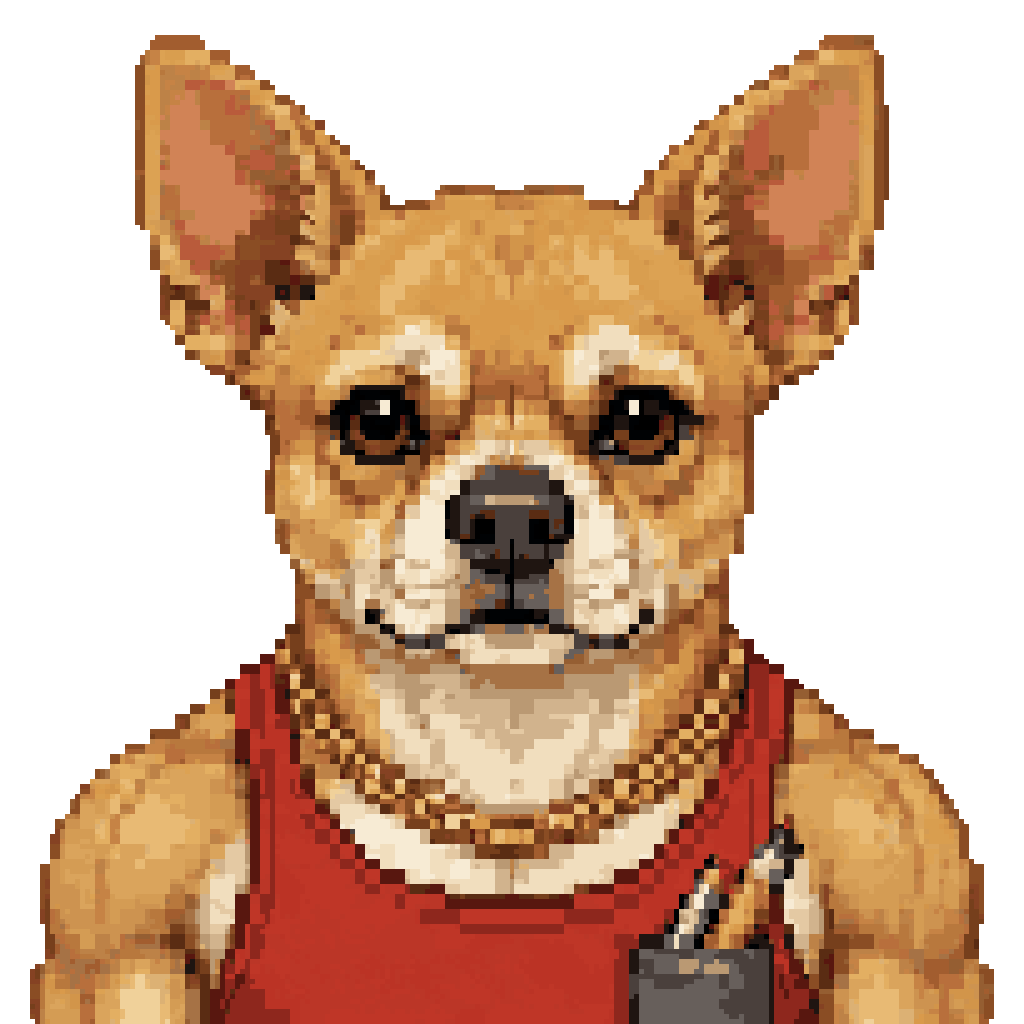 Pikselowy portret psa Pudzian, chihuahua